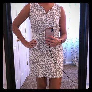 Tan and White Print Loft Dress